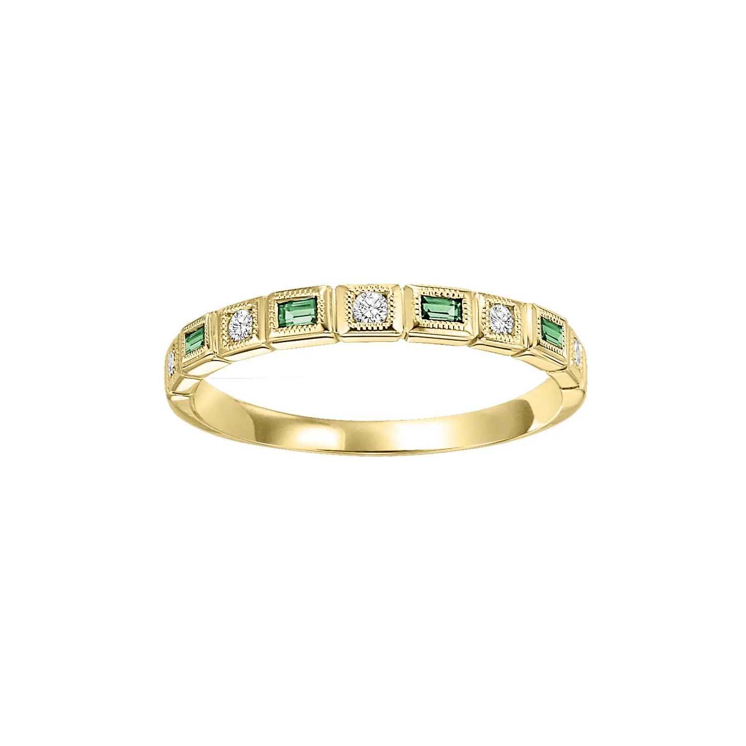 Baguette Gemstone and Diamond Stackable Ring