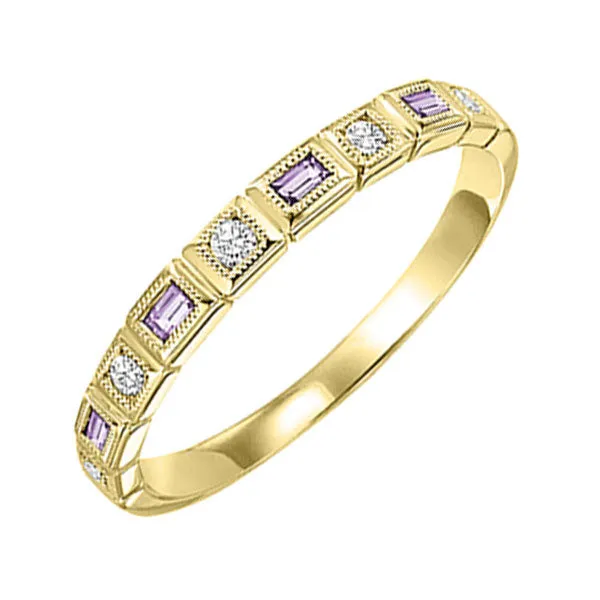 Baguette Gemstone and Diamond Stackable Ring