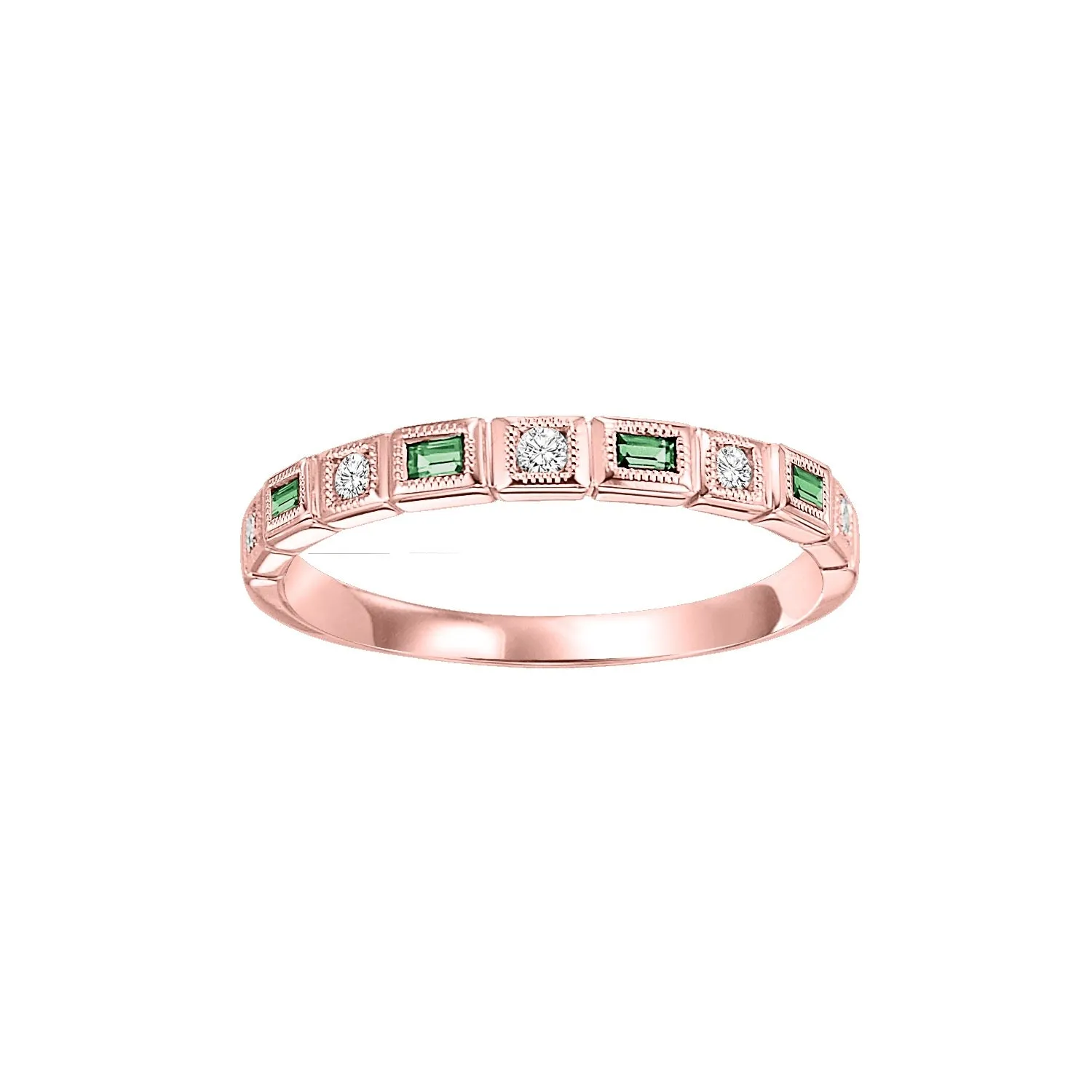 Baguette Gemstone and Diamond Stackable Ring