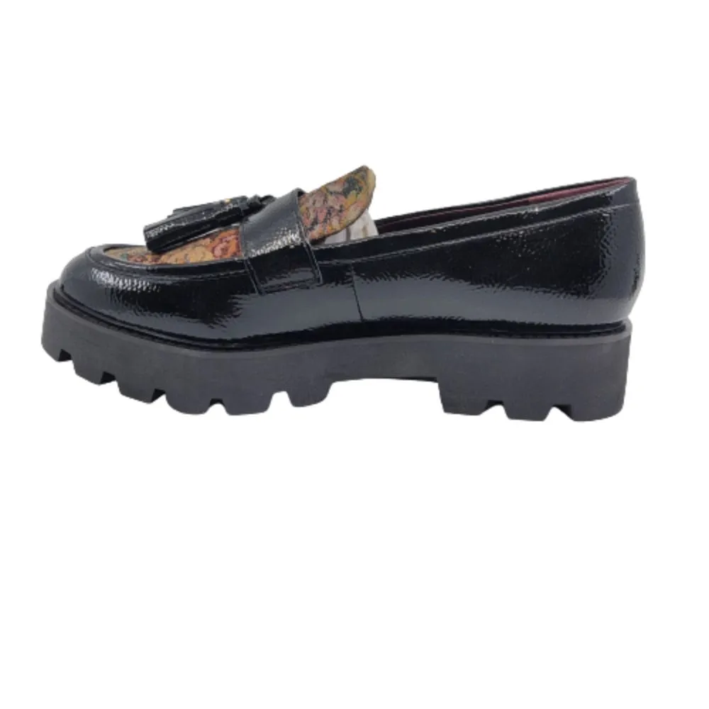 Balinna Black Patent and Fabric Franco Sarto Loafers