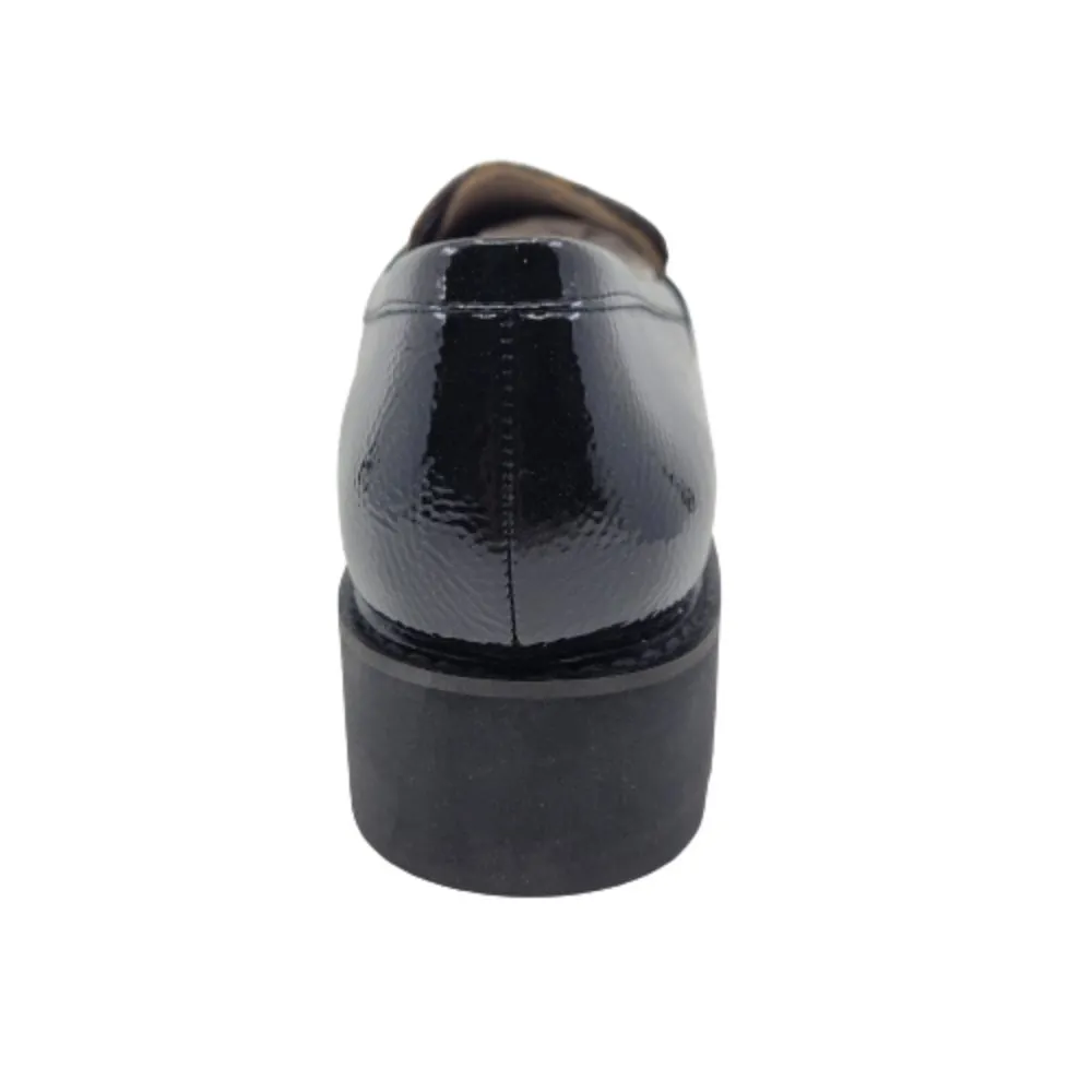 Balinna Black Patent and Fabric Franco Sarto Loafers