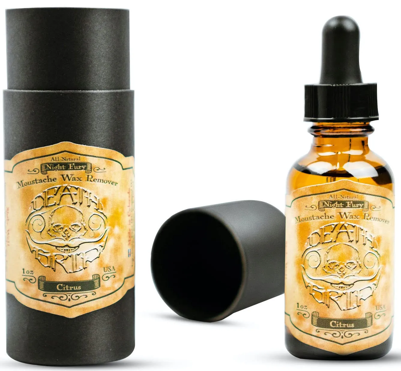 Bare Bones Medium Hold Mustache Wax and Night Fury Mustache Wax Remover Oil Set
