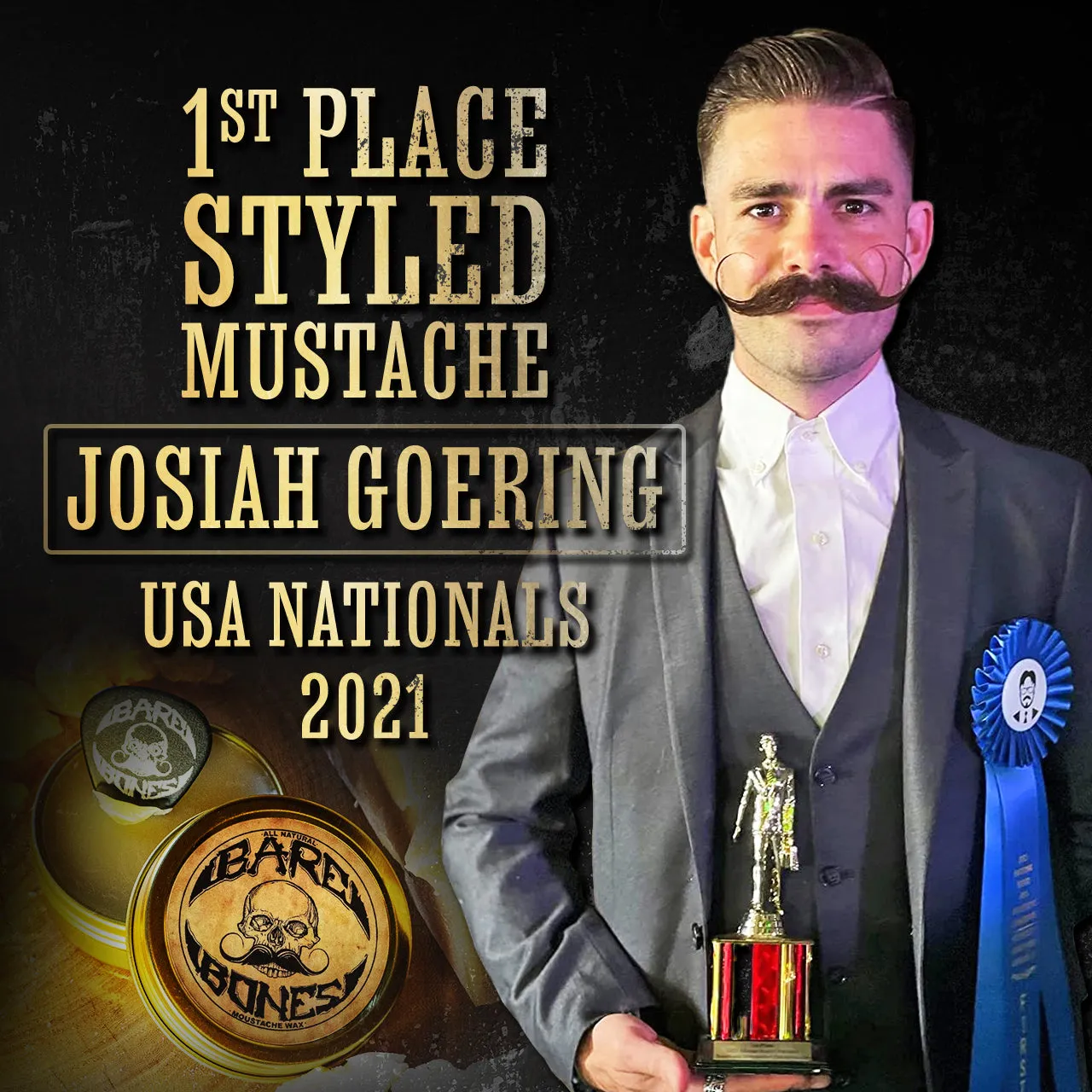 Bare Bones Medium Hold Mustache Wax and Night Fury Mustache Wax Remover Oil Set