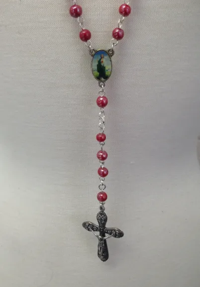 Beaded chain, red beads 8mm, sold by 10ft roll