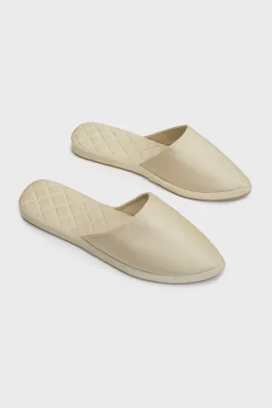 Beige Satin Slip-ons