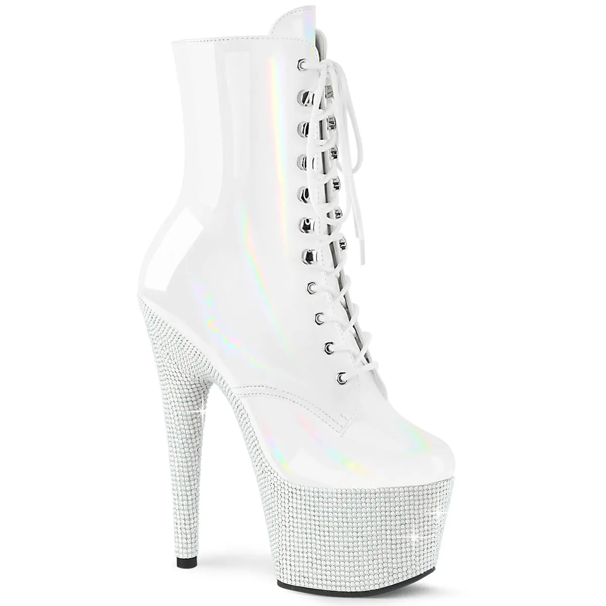 BEJEWELED-1020-7 Pleaser White Holo Patent Sexy Platform Shoes (Pole Dancing Heels)