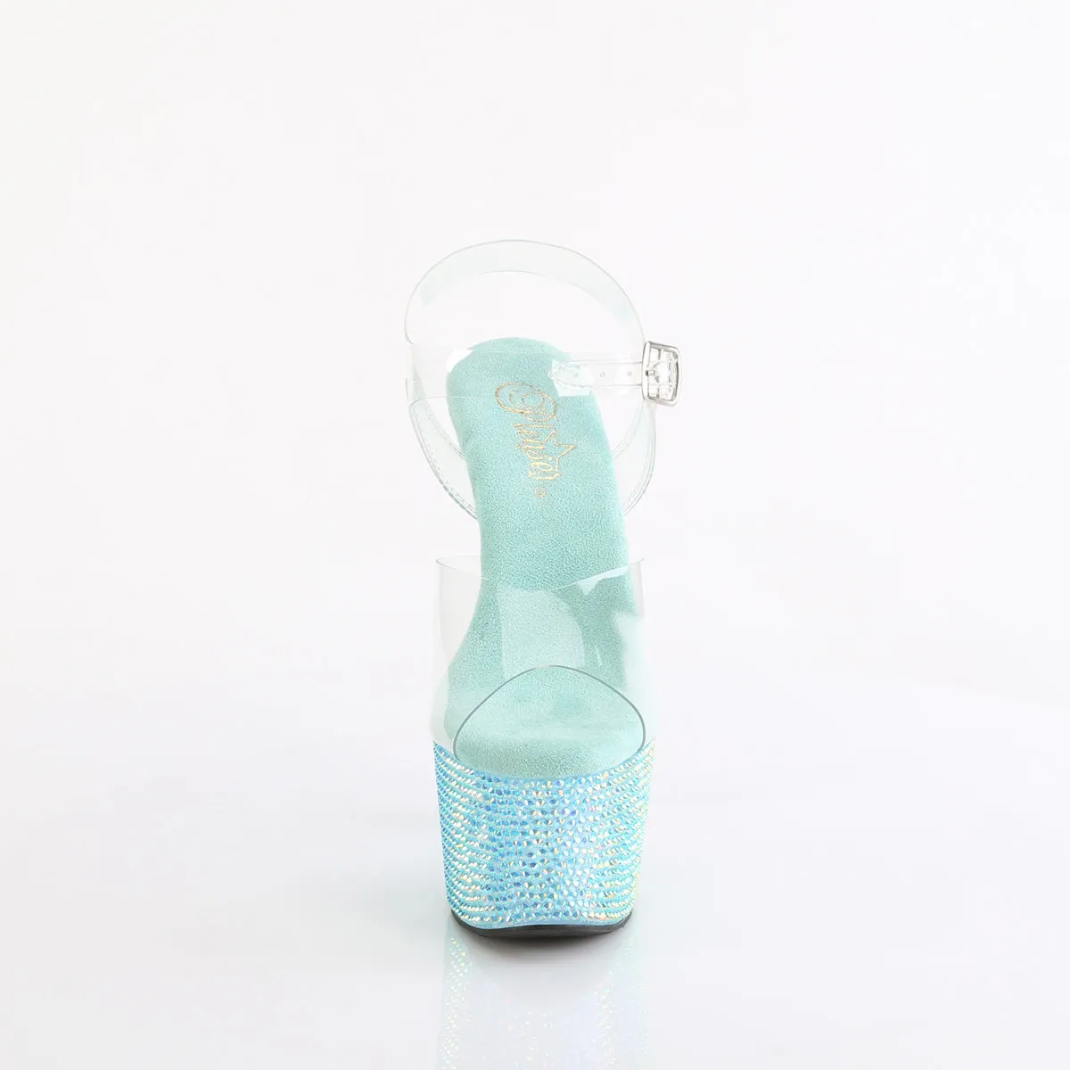 BEJEWELED-708RRS Pleaser Clear/Aqua Sexy Platform Shoes (Pole Dancing Heels)