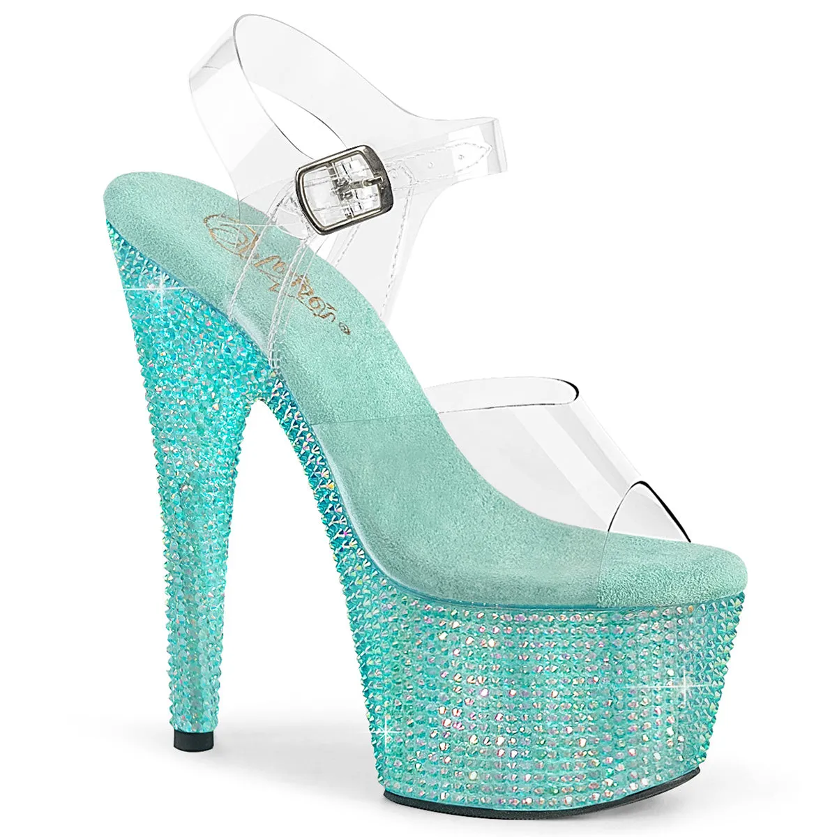 BEJEWELED-708RRS Pleaser Clear/Aqua Sexy Platform Shoes (Pole Dancing Heels)