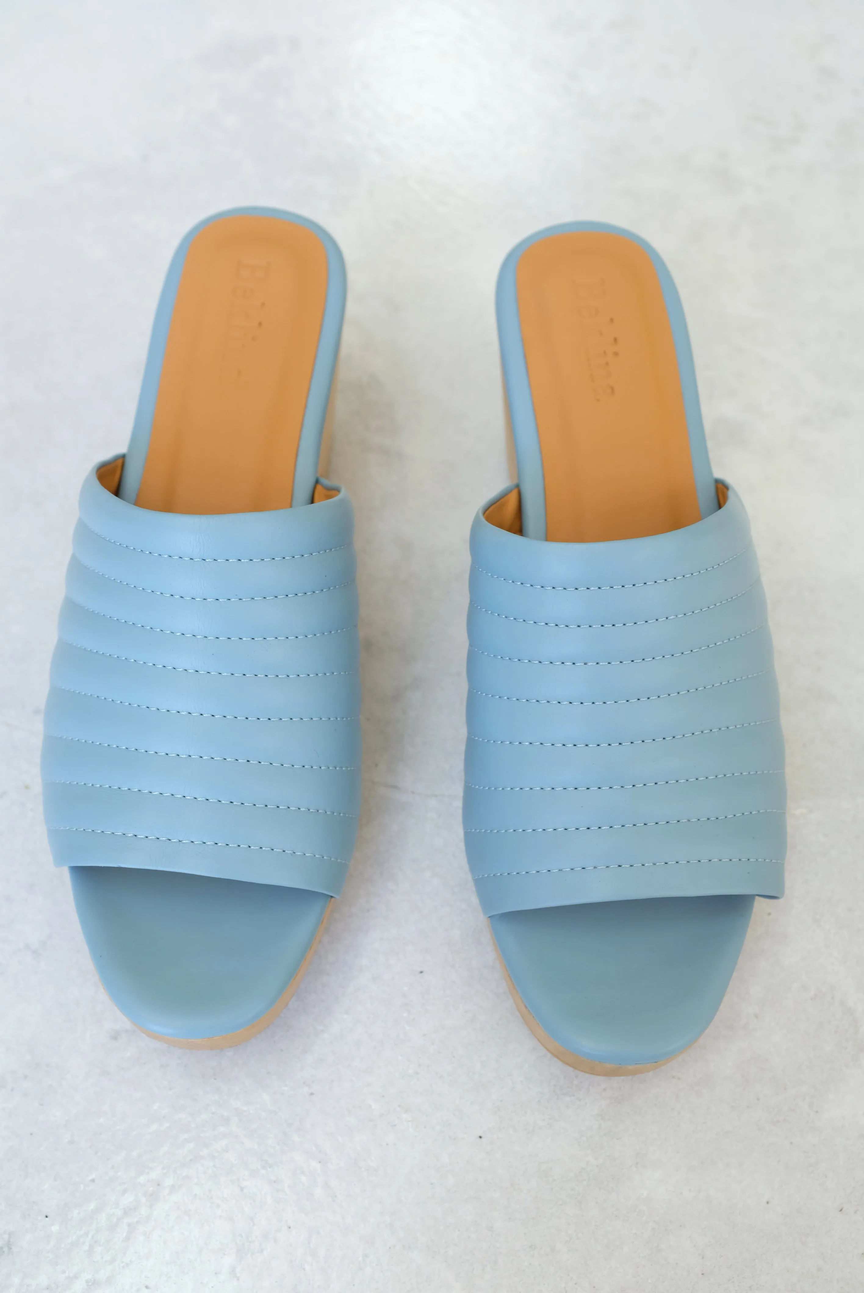 Beklina Ribbed Clog Open Toe Sky