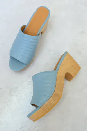 Beklina Ribbed Clog Open Toe Sky