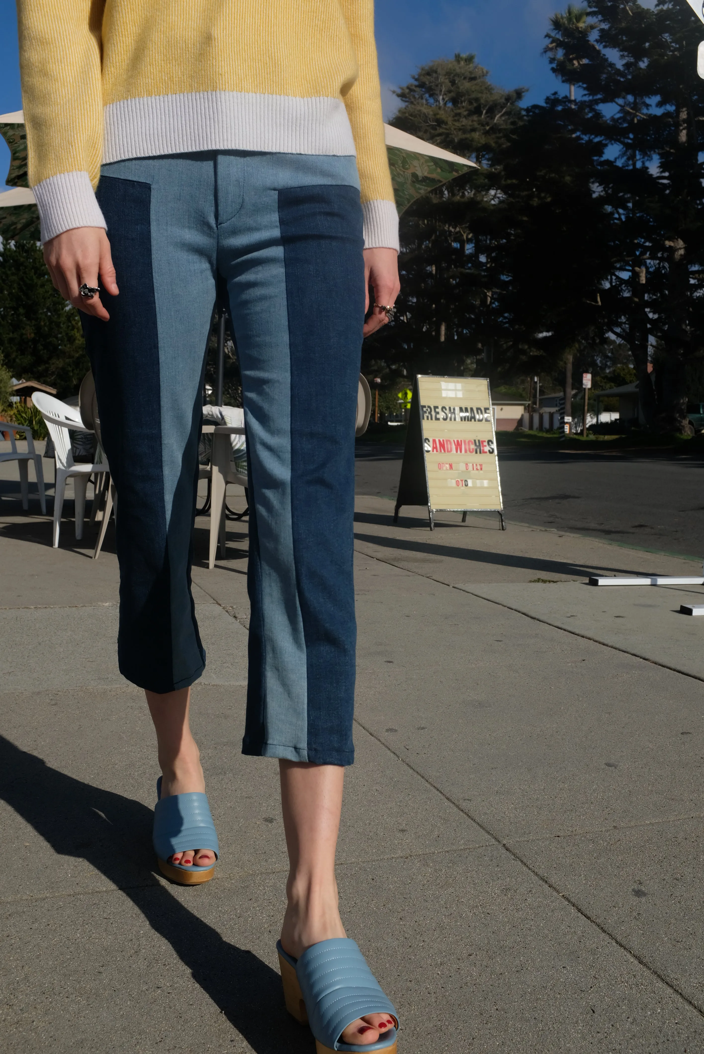 Beklina Ribbed Clog Open Toe Sky