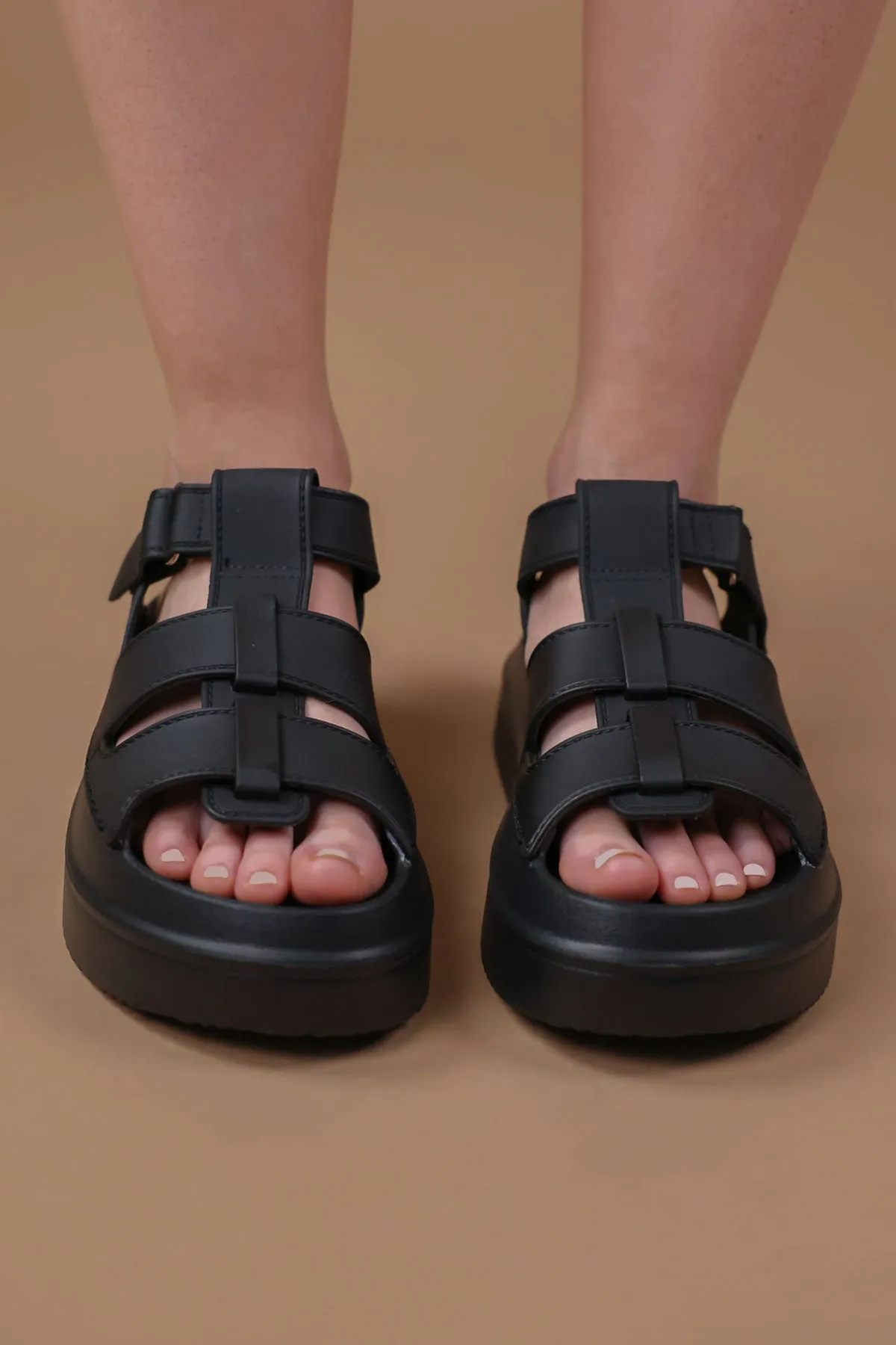 Black Chunky Gladiator Sandals