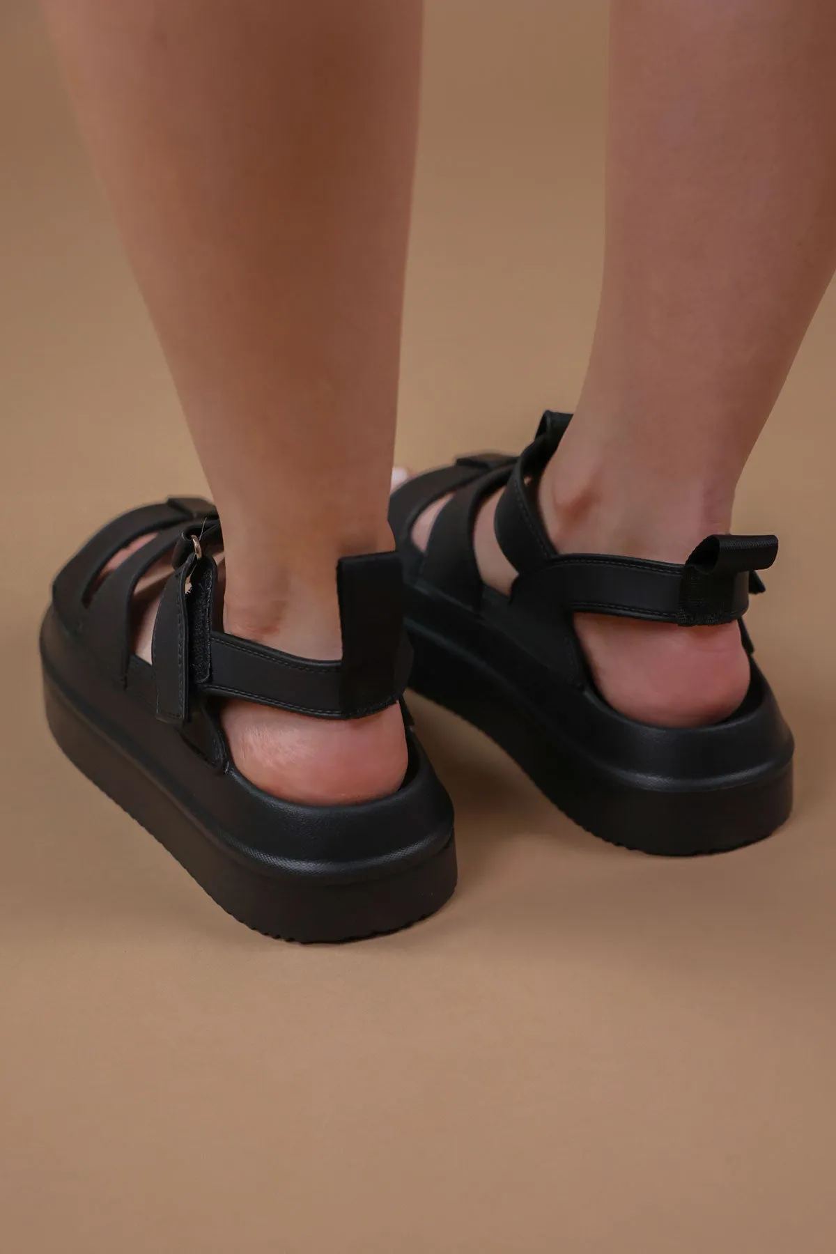 Black Chunky Gladiator Sandals