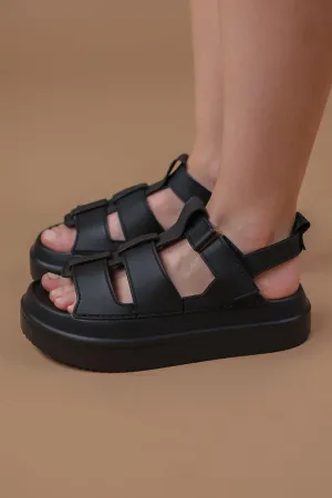 Black Chunky Gladiator Sandals