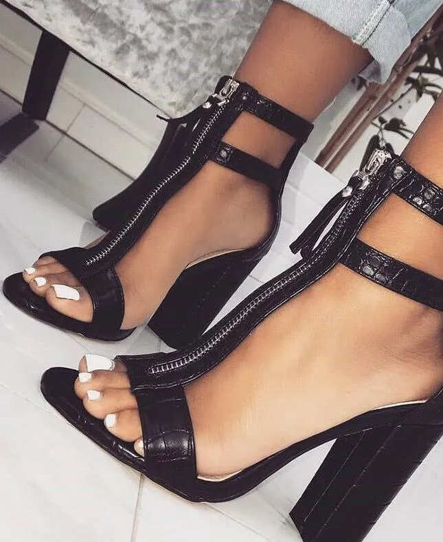 Black Cut-out Gladiator Sandals