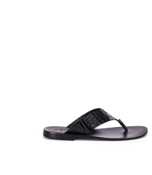 Black leather thong sandals