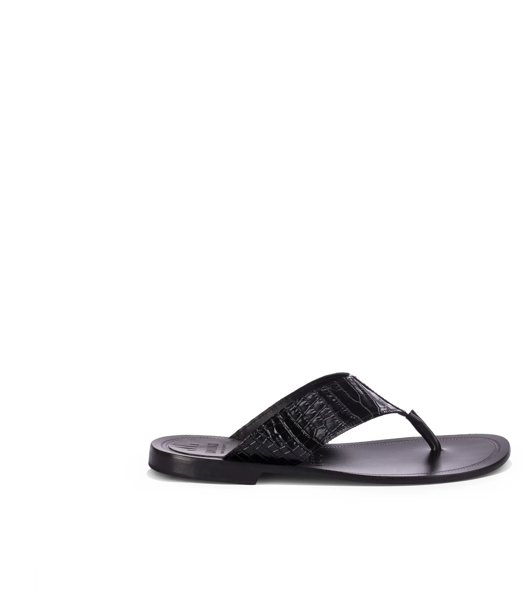 Black leather thong sandals