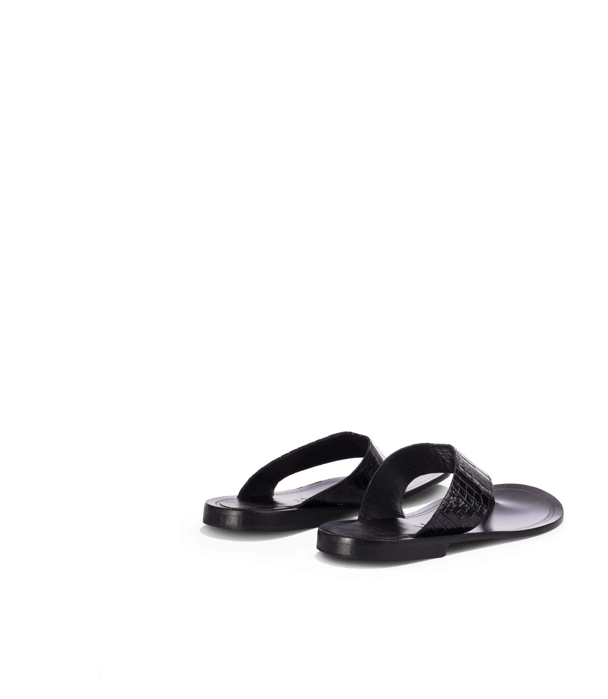 Black leather thong sandals