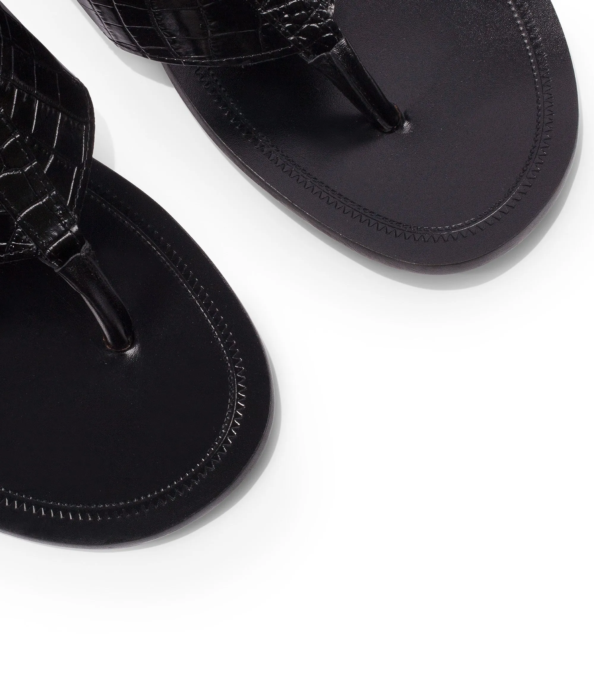 Black leather thong sandals