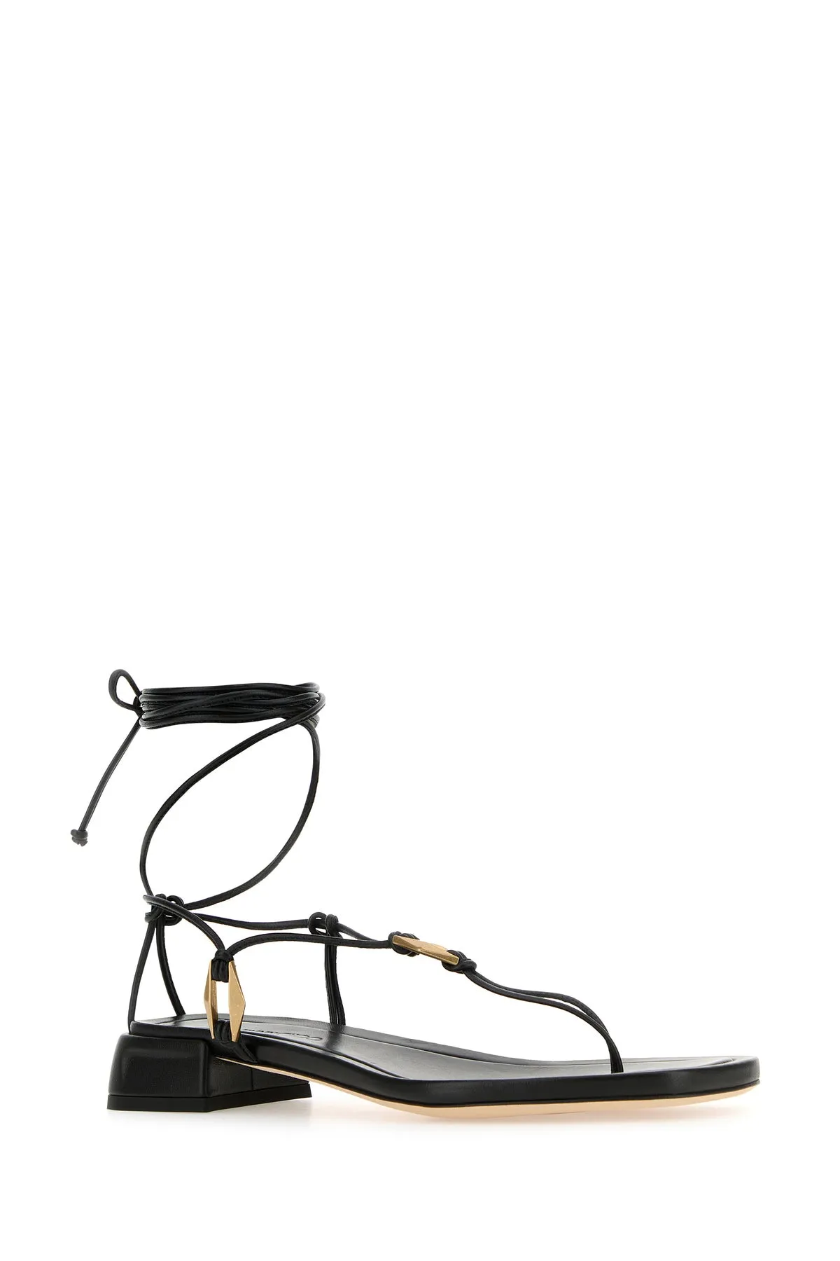 Black nappa leather Onyxia thong sandals