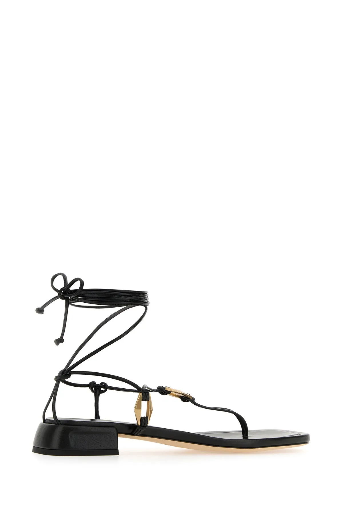Black nappa leather Onyxia thong sandals