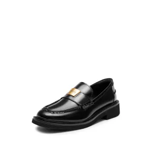Black ST Golden Buckle Loafers