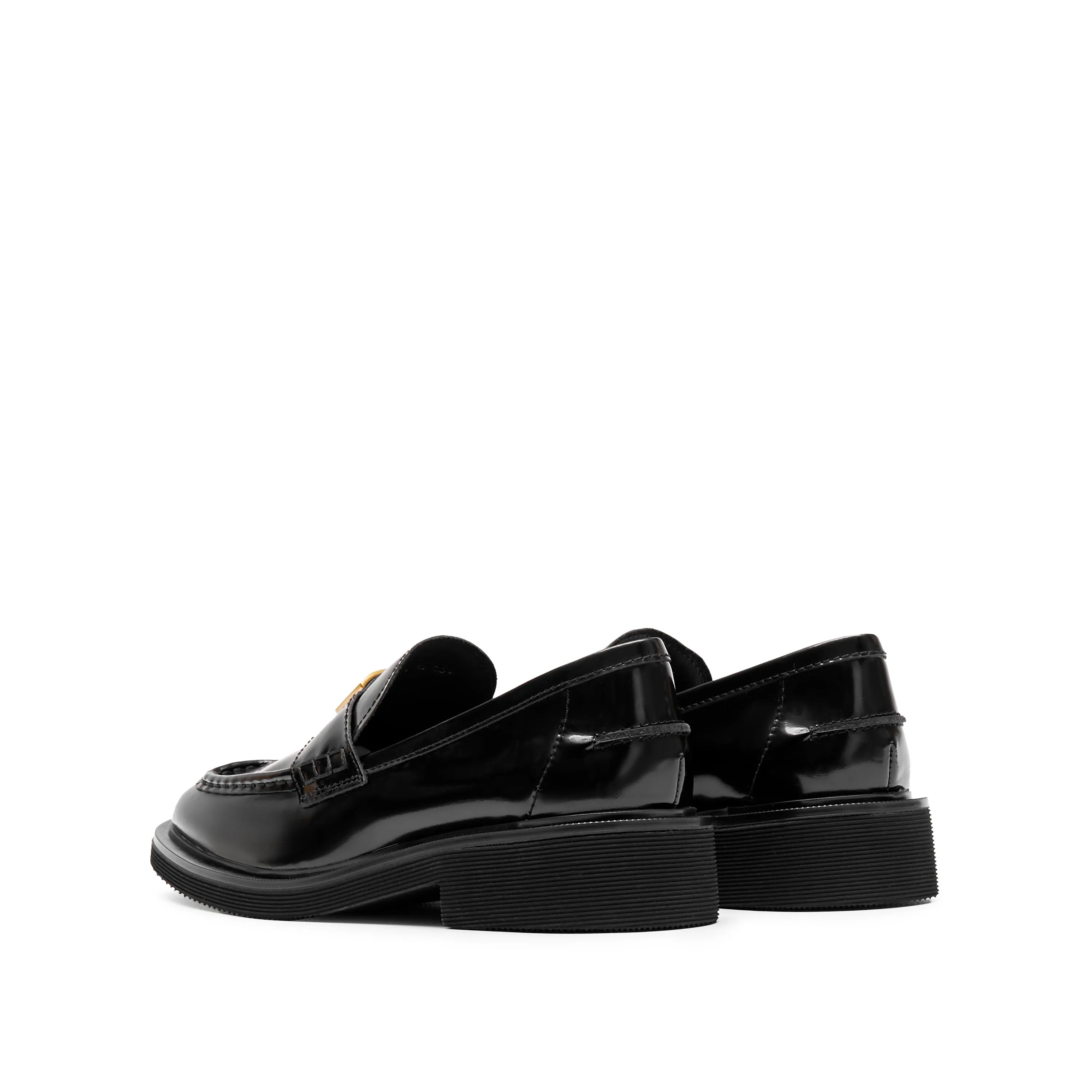 Black ST Golden Buckle Loafers