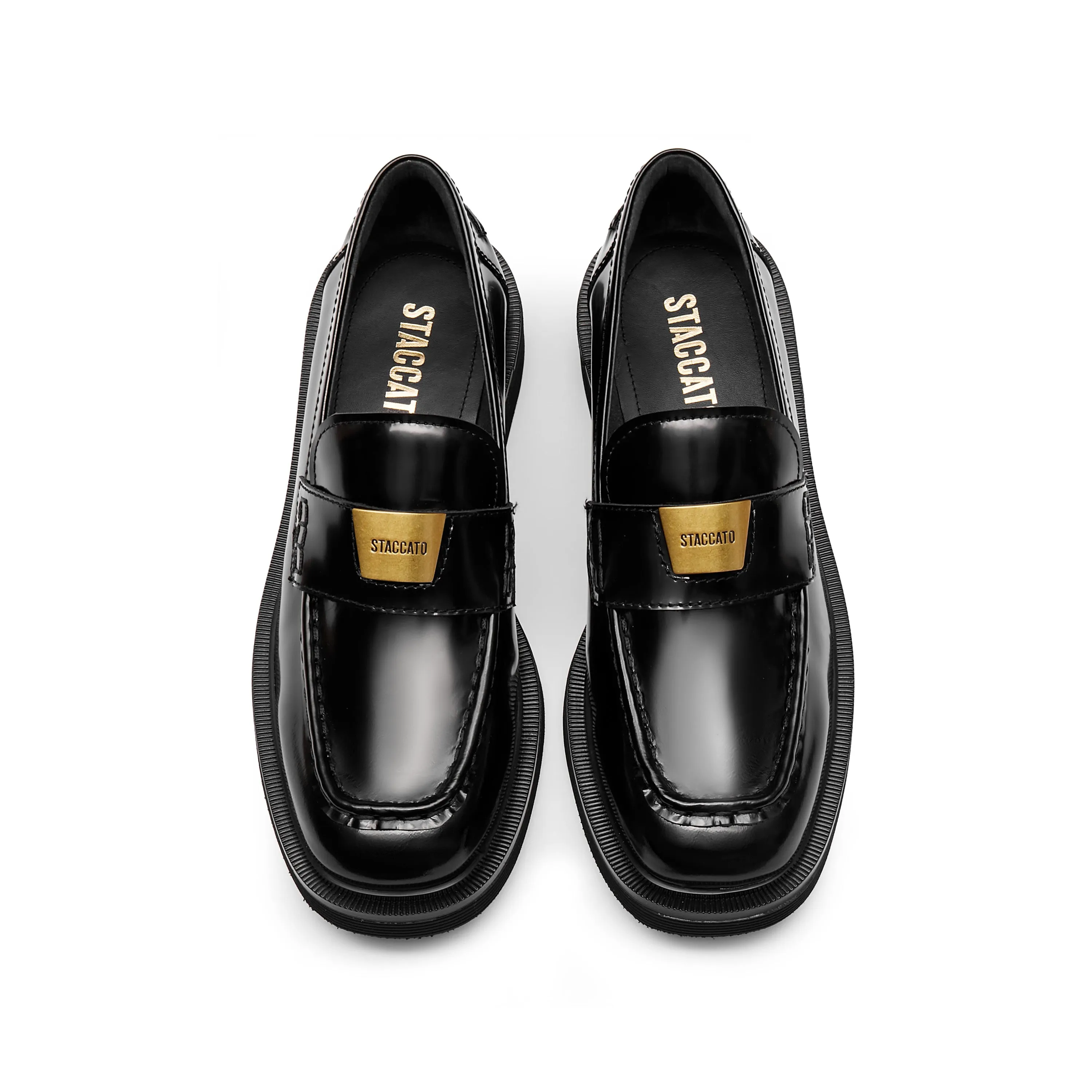 Black ST Golden Buckle Loafers