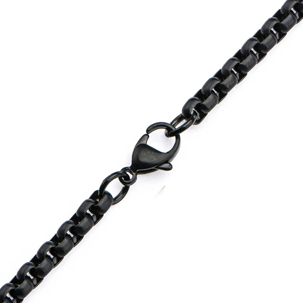 Black Stainless Steel 4mm Bold Round Rolo Box Link Chain