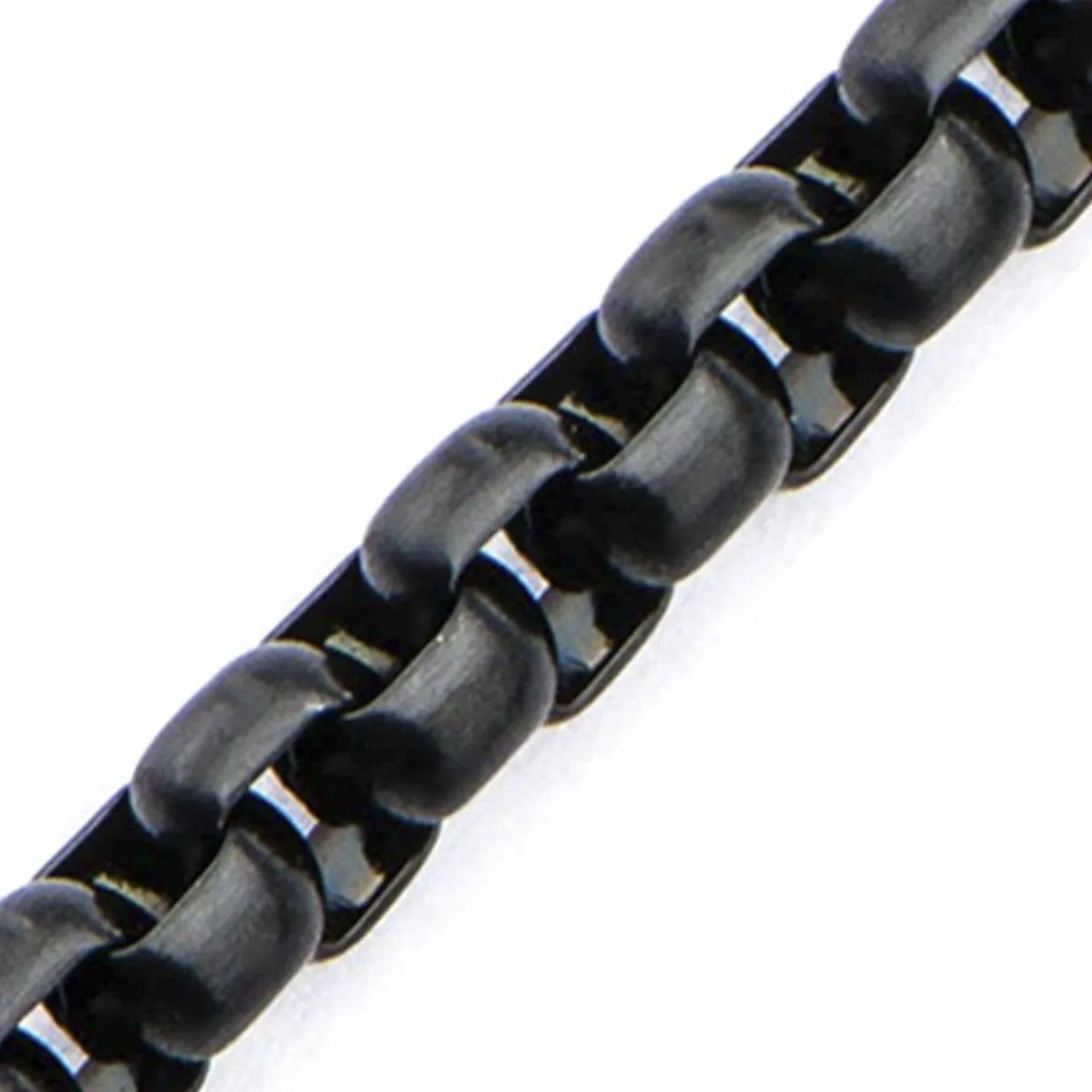 Black Stainless Steel 4mm Bold Round Rolo Box Link Chain