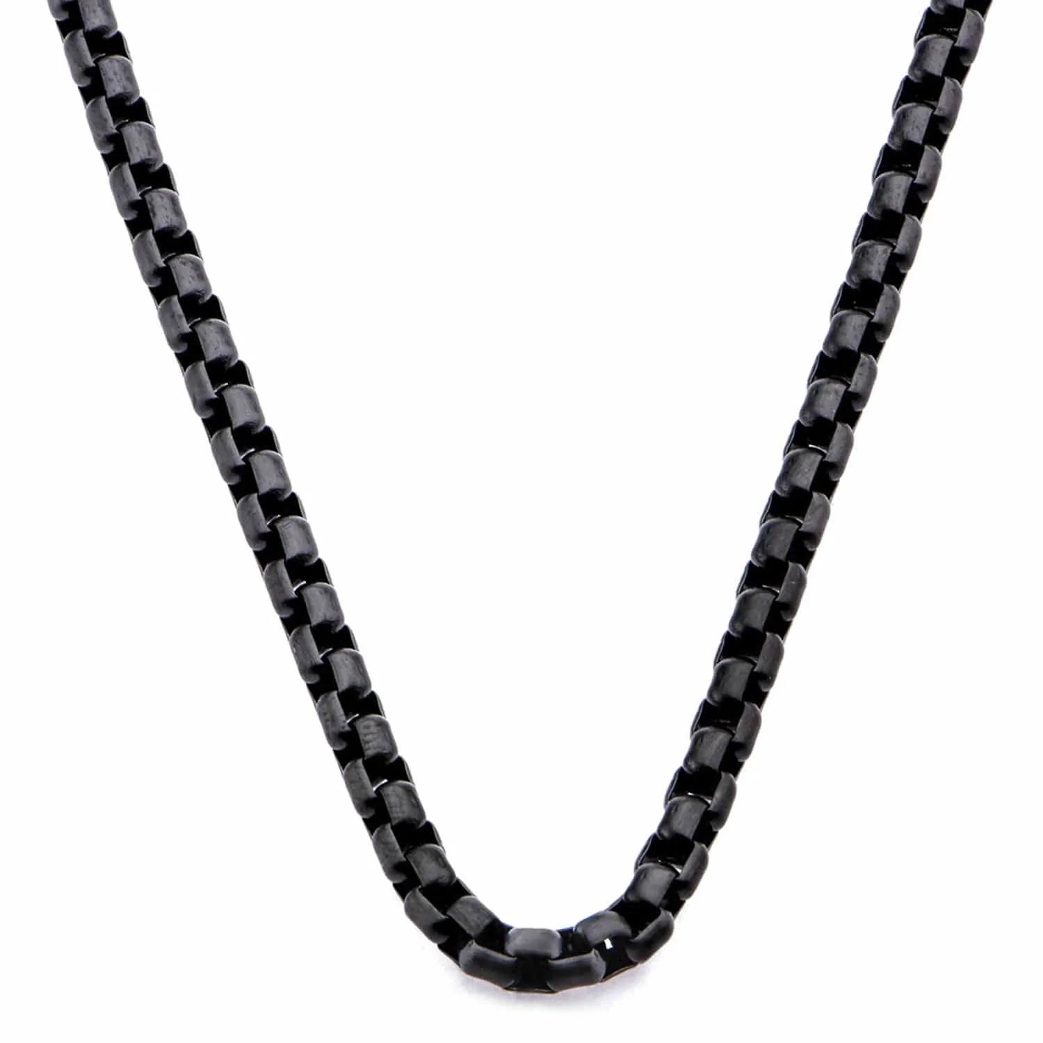 Black Stainless Steel 4mm Bold Round Rolo Box Link Chain