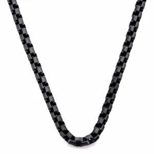 Black Stainless Steel 4mm Bold Round Rolo Box Link Chain