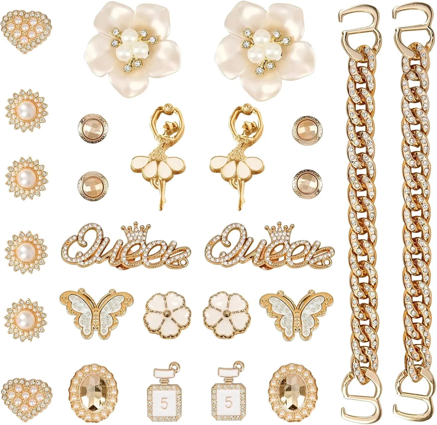 Bling Shoe Charms For Women, Floral Pearl Clog Shoe Decor, Butterfly Jewelry Accessories For Party Favors, Birthday Gifts.