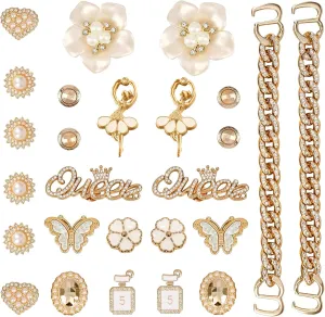 Bling Shoe Charms For Women, Floral Pearl Clog Shoe Decor, Butterfly Jewelry Accessories For Party Favors, Birthday Gifts.