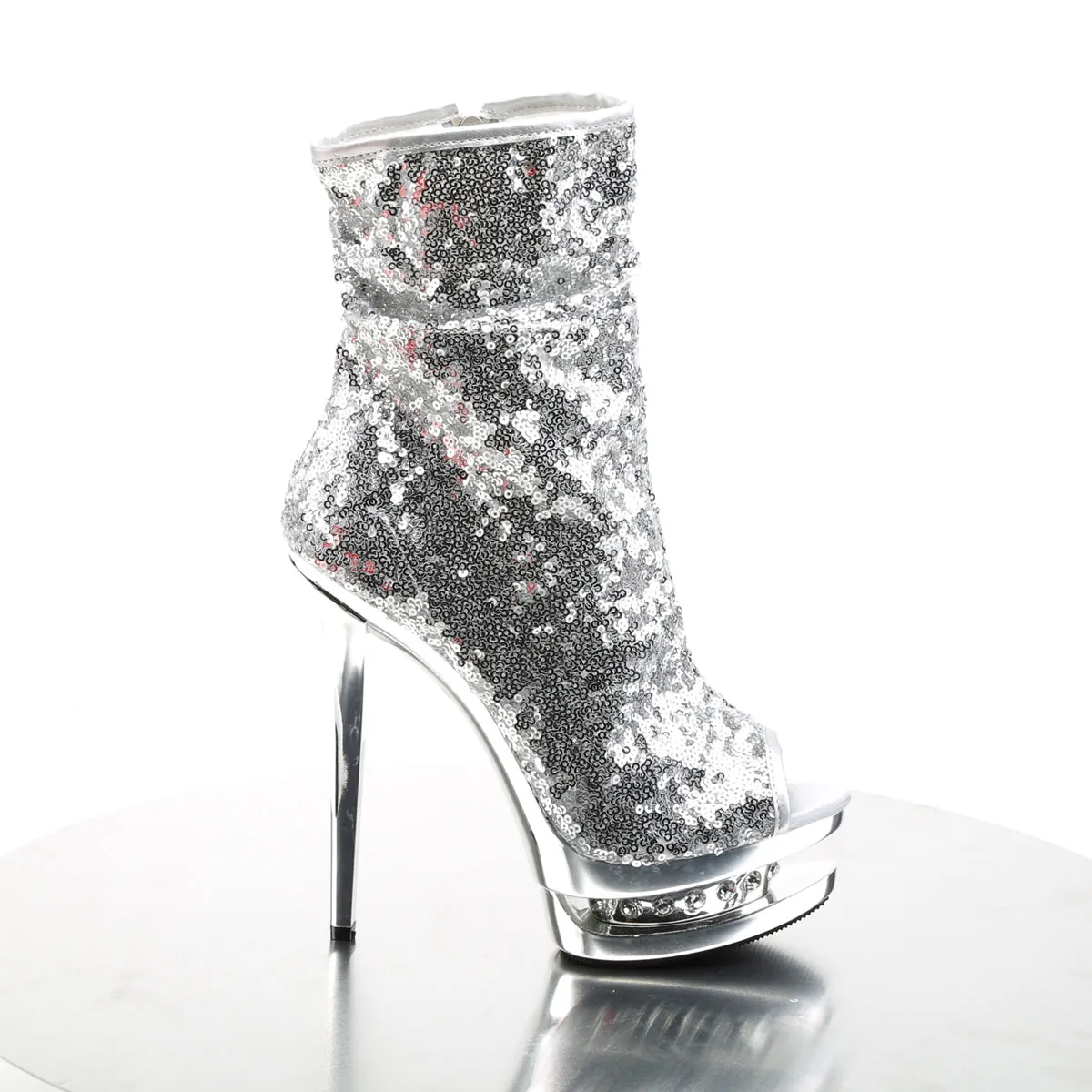 BLONDIE-R-1008 Pleaser Silver Sequins Sexy Platform Shoes (Pole Dancing Heels)