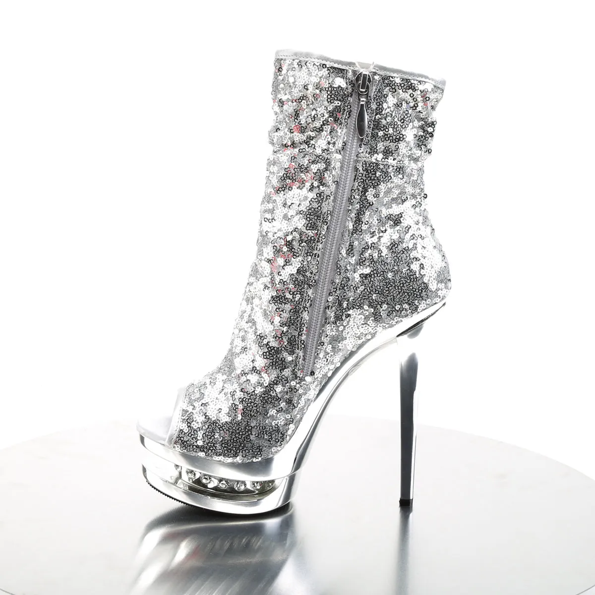BLONDIE-R-1008 Pleaser Silver Sequins Sexy Platform Shoes (Pole Dancing Heels)