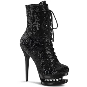 BLONDIE-R-1020 Pleaser Black Sequins Sexy Platform Shoes (Pole Dancing Heels)