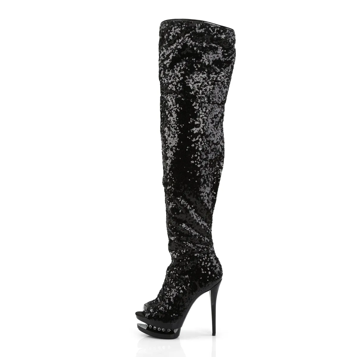 BLONDIE-R-3011 Pleaser Black Sequins Sexy Platform Shoes (Pole Dancing Heels)