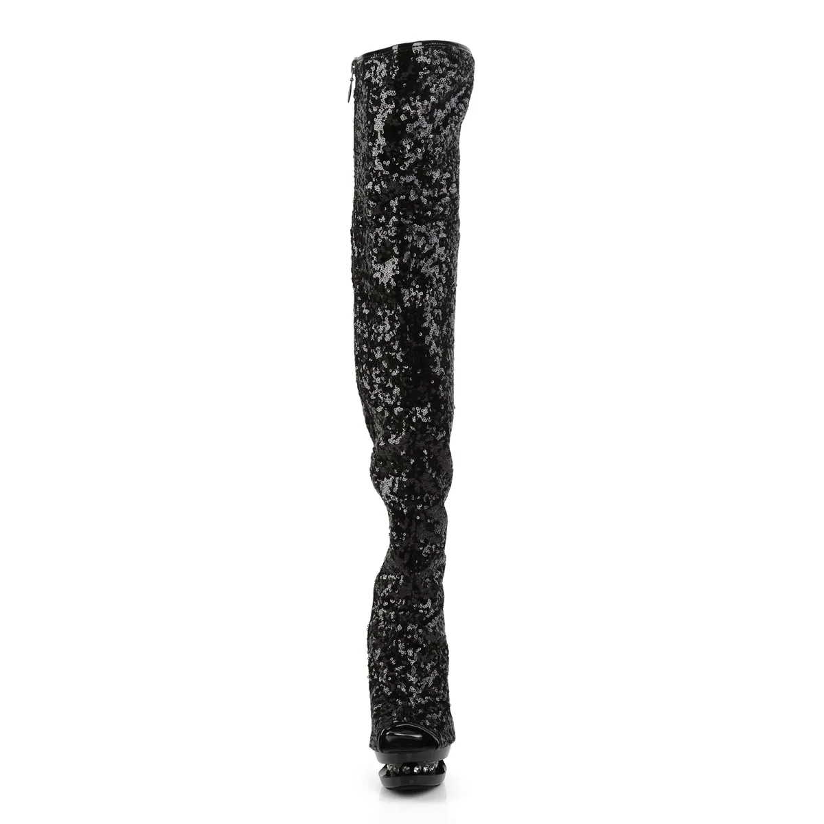 BLONDIE-R-3011 Pleaser Black Sequins Sexy Platform Shoes (Pole Dancing Heels)