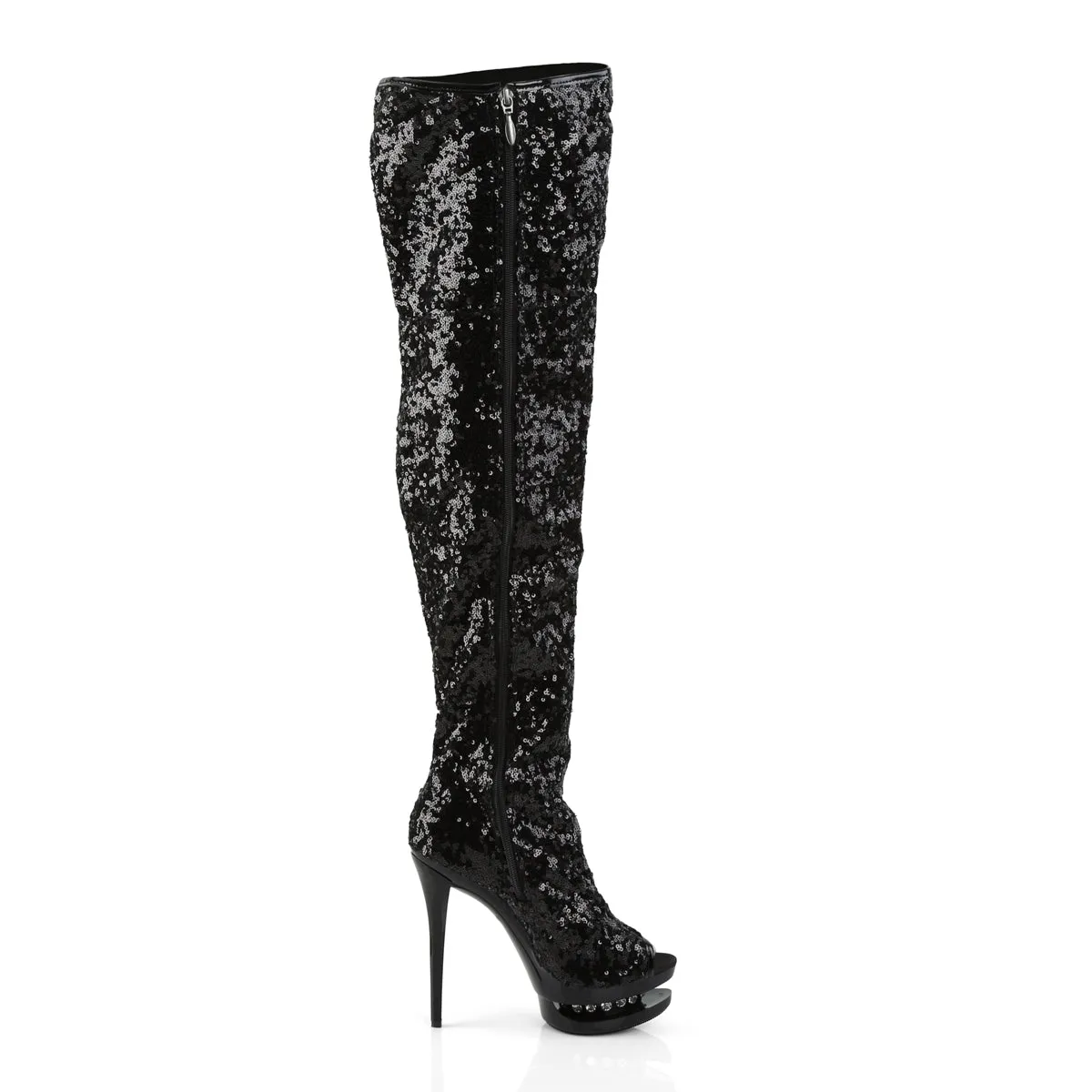 BLONDIE-R-3011 Pleaser Black Sequins Sexy Platform Shoes (Pole Dancing Heels)