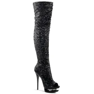BLONDIE-R-3011 Pleaser Black Sequins Sexy Platform Shoes (Pole Dancing Heels)