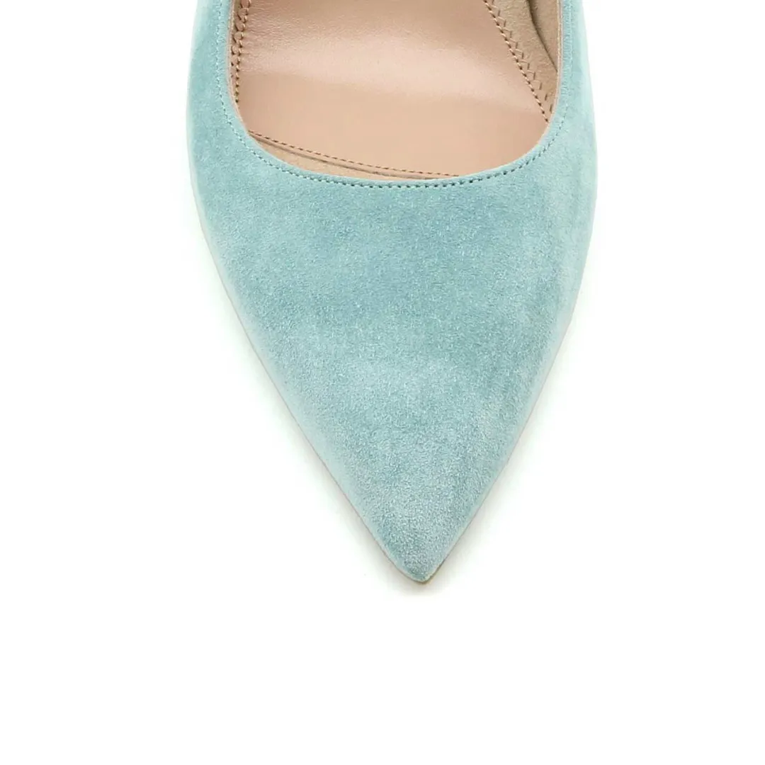 Blue Breeze Suede Slingback Kitten Heel