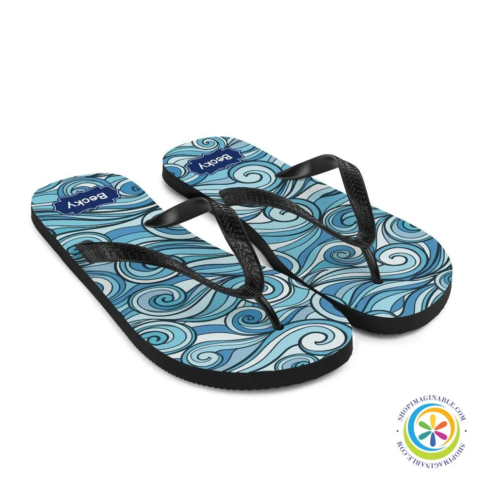 Bold Waves Personalized Flip-Flops