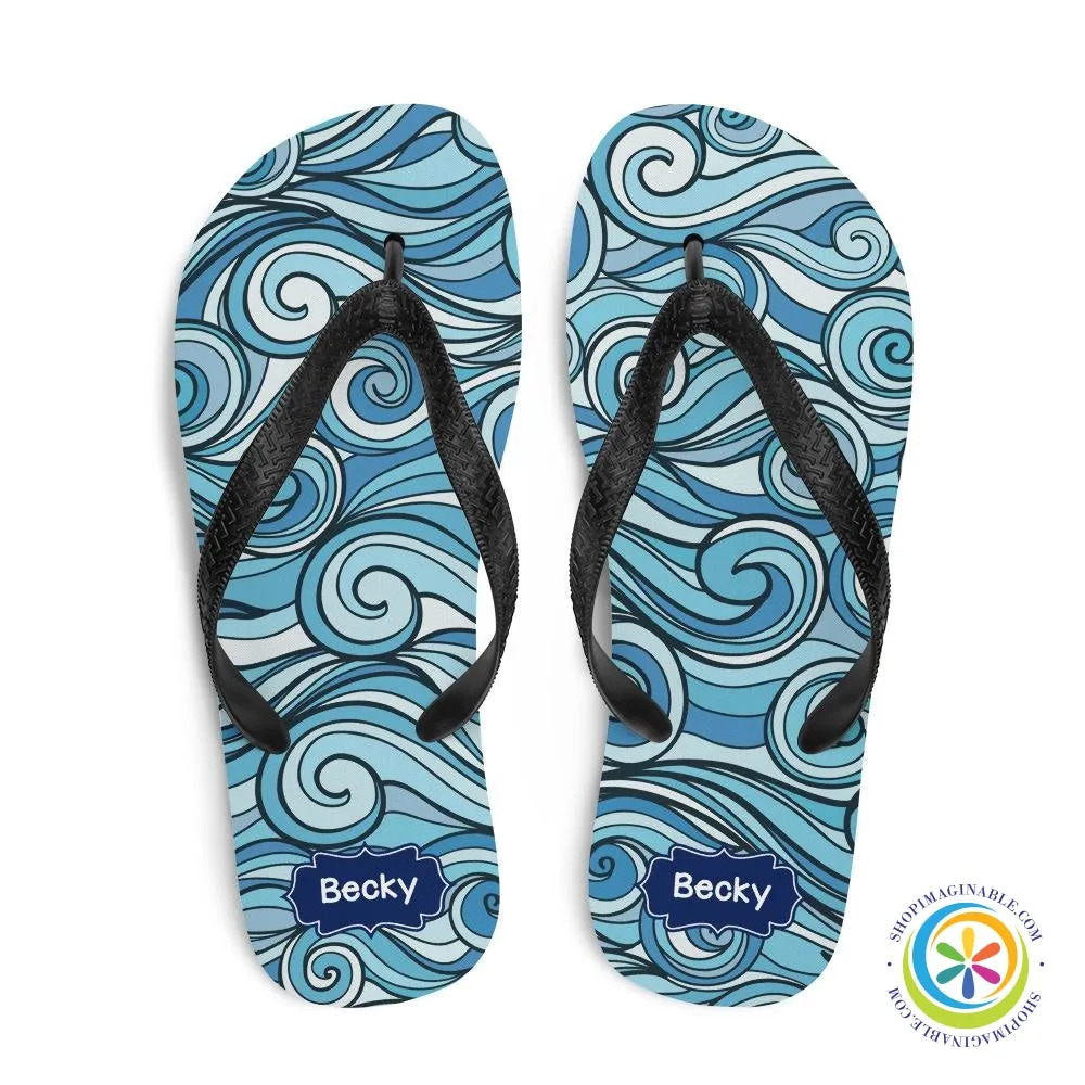 Bold Waves Personalized Flip-Flops