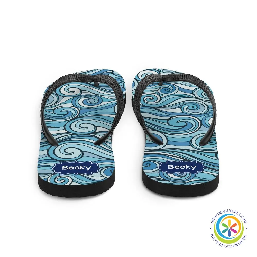 Bold Waves Personalized Flip-Flops