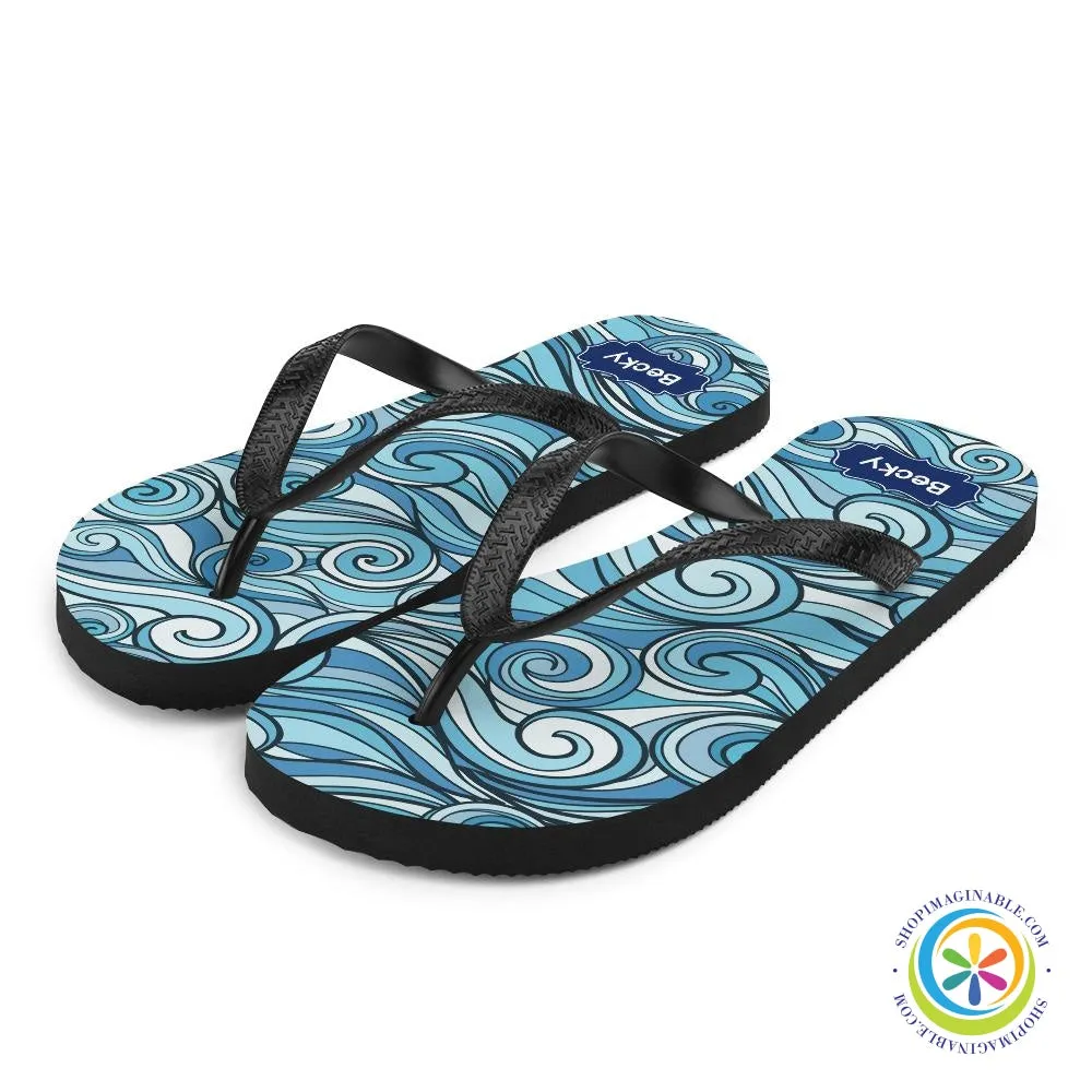 Bold Waves Personalized Flip-Flops