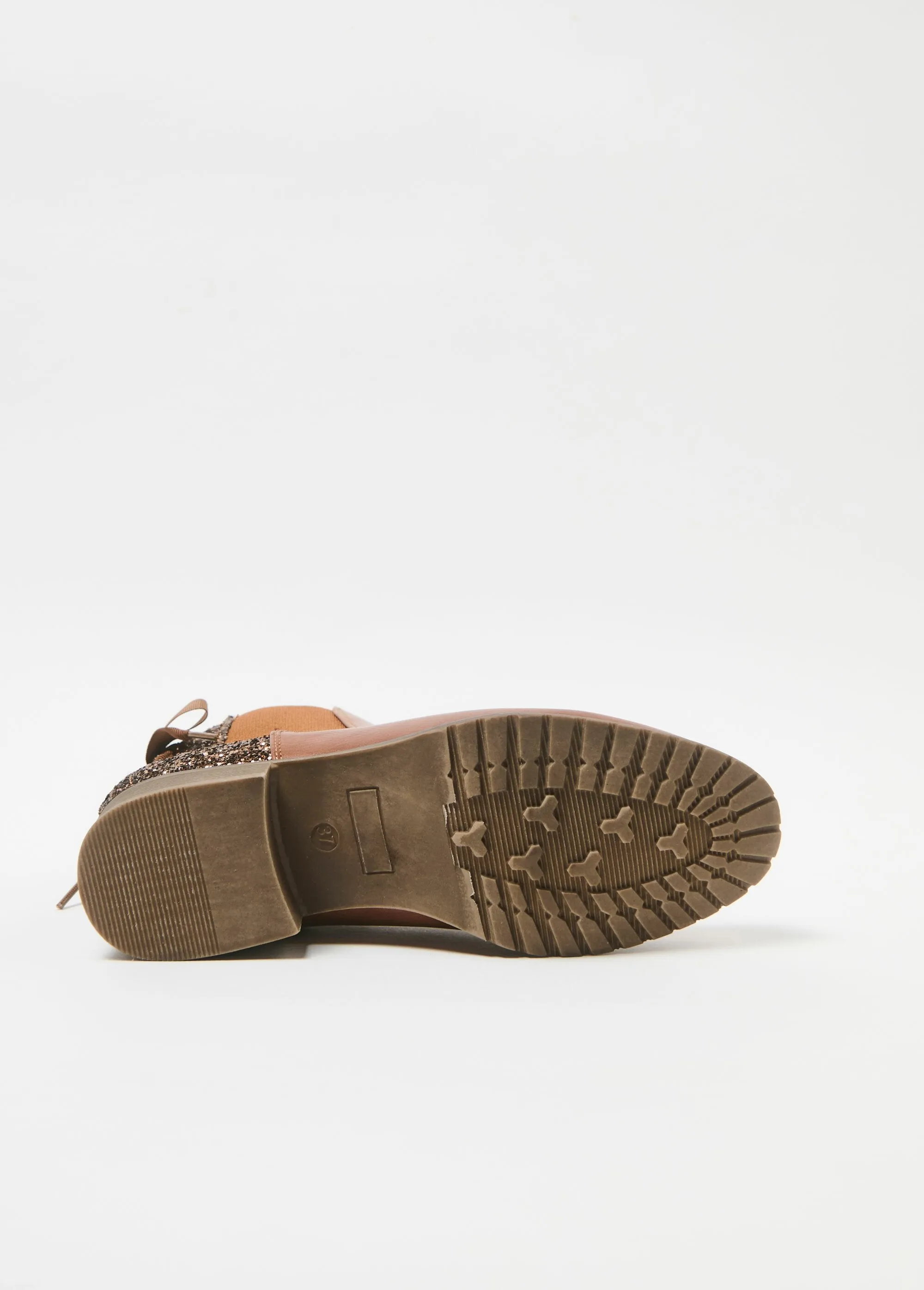 Boots Chelsea talon pailletté avec noeud