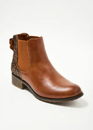 Boots Chelsea talon pailletté avec noeud