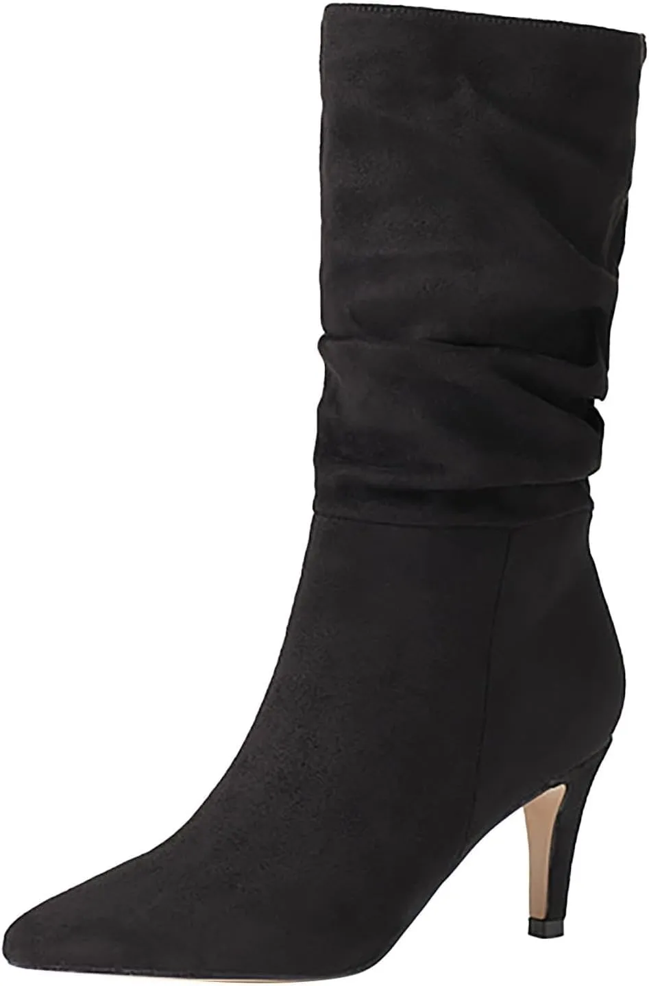 Boots For Women Mid Calf Ankle Boots for Women Suede Pleated Low Heel Point Toe Boots Fall Comfortable Wide Calf Winter
