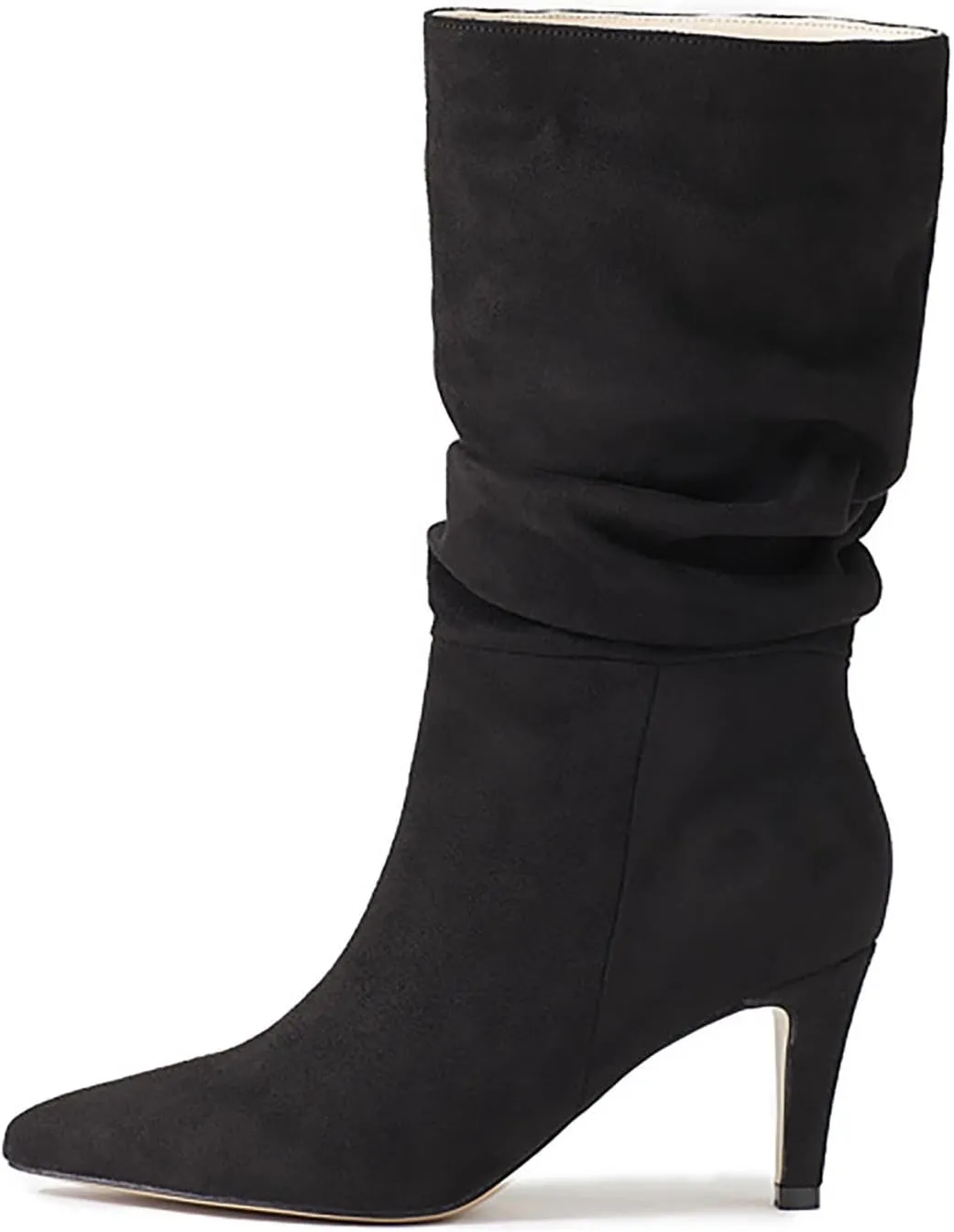 Boots For Women Mid Calf Ankle Boots for Women Suede Pleated Low Heel Point Toe Boots Fall Comfortable Wide Calf Winter